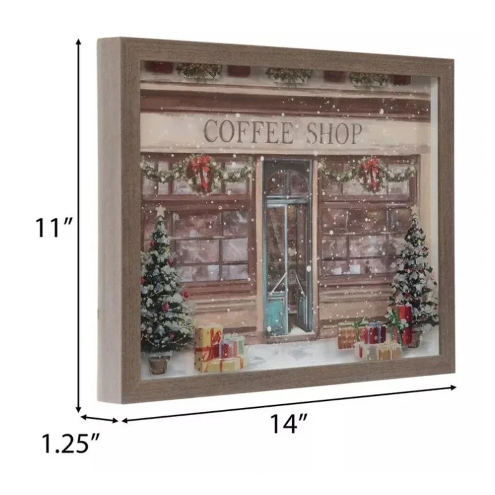 Hobby Lobby Christmas Classics Winter Coffee Shop Framed Wall Decor NEW
